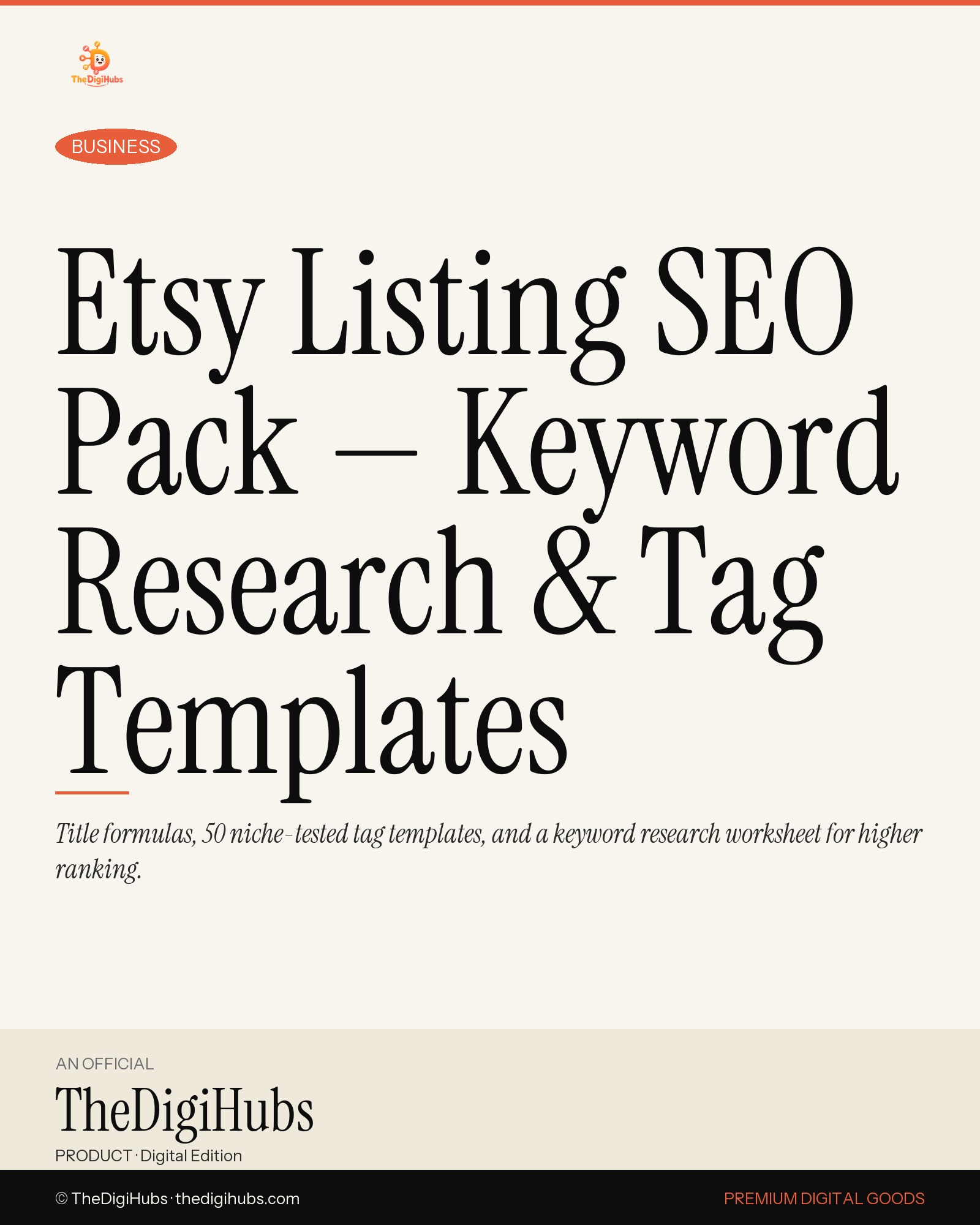 Etsy Listing SEO Pack — Keyword Research & Tag Templates